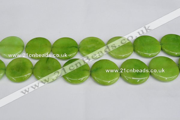 CCN3856 15.5 inches 35mm flat round candy jade beads wholesale