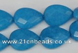 CCN386 15.5 inches 15*20mm faceted flat teardrop candy jade beads