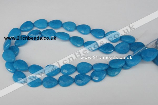 CCN386 15.5 inches 15*20mm faceted flat teardrop candy jade beads