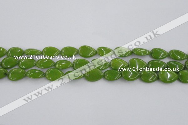 CCN3868 15.5 inches 13*18mm flat teardrop candy jade beads