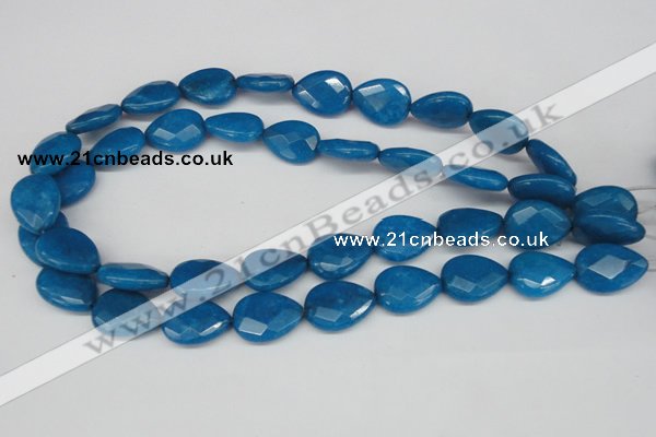 CCN387 15.5 inches 15*20mm faceted flat teardrop candy jade beads