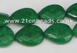 CCN388 15.5 inches 15*20mm faceted flat teardrop candy jade beads