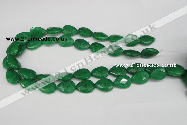 CCN388 15.5 inches 15*20mm faceted flat teardrop candy jade beads