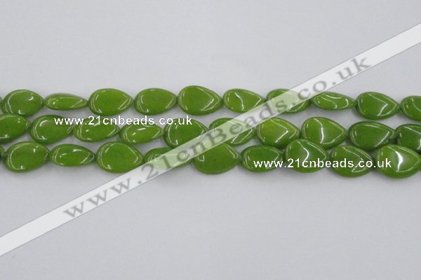 CCN3883 15.5 inches 15*20mm flat teardrop candy jade beads