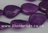 CCN390 15.5 inches 15*20mm faceted flat teardrop candy jade beads