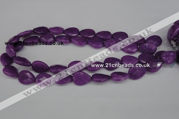 CCN390 15.5 inches 15*20mm faceted flat teardrop candy jade beads