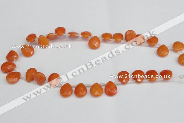 CCN3932 Top-drilled 12*15mm briolette candy jade beads wholesale