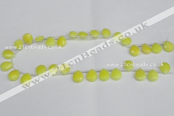 CCN3933 Top-drilled 12*15mm briolette candy jade beads wholesale