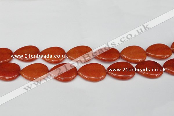 CCN3971 15.5 inches 30*40mm flat teardrop candy jade beads