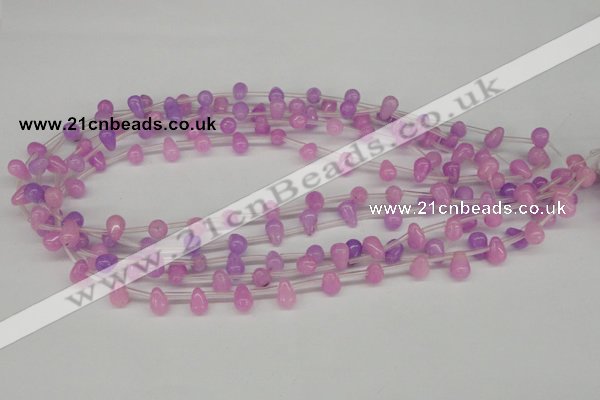 CCN430 15.5 inches Top-drilled 6*9mm teardrop candy jade beads