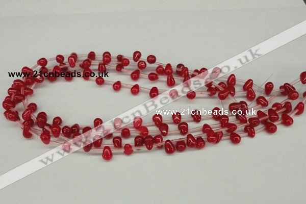 CCN437 15.5 inches Top-drilled 6*9mm teardrop candy jade beads
