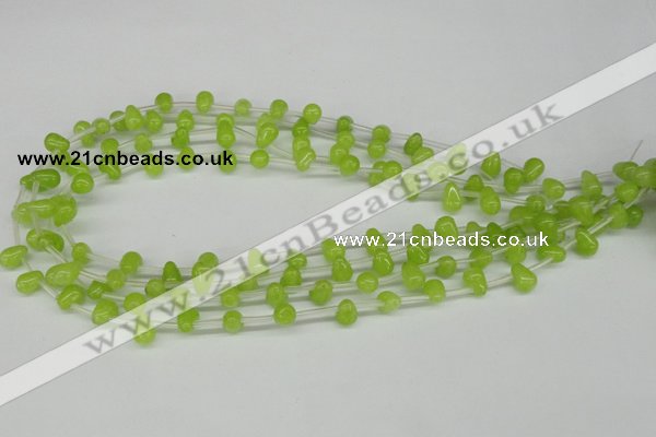 CCN438 15.5 inches Top-drilled 6*9mm teardrop candy jade beads