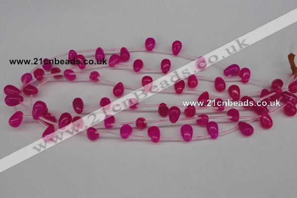 CCN451 15.5 inches Top-drilled 8*12mm teardrop candy jade beads