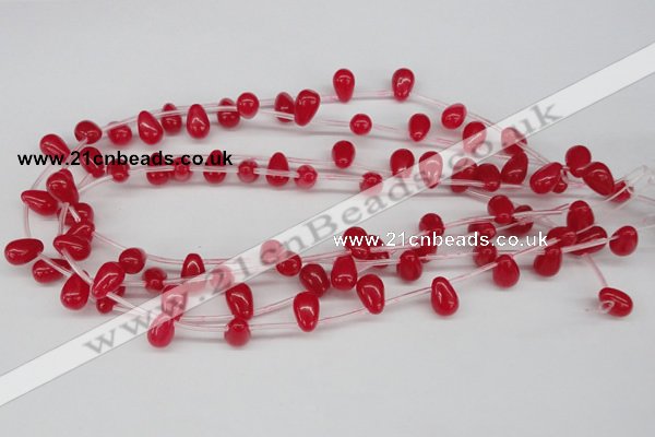 CCN452 15.5 inches Top-drilled 8*12mm teardrop candy jade beads
