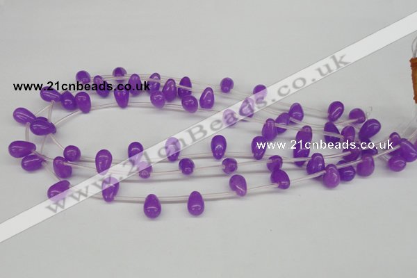 CCN453 15.5 inches Top-drilled 8*12mm teardrop candy jade beads