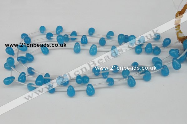 CCN457 15.5 inches Top-drilled 8*12mm teardrop candy jade beads