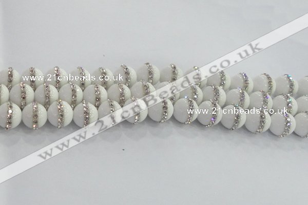 CCN4601 15.5 inches 8mm round candy jade with rhinestone beads
