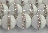 CCN4603 15.5 inches 12mm round candy jade with rhinestone beads