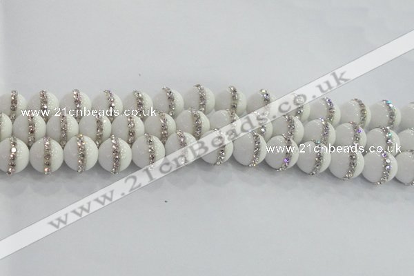 CCN4603 15.5 inches 12mm round candy jade with rhinestone beads