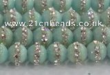 CCN4610 15.5 inches 6mm round candy jade with rhinestone beads