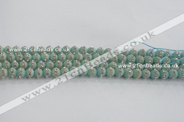 CCN4610 15.5 inches 6mm round candy jade with rhinestone beads