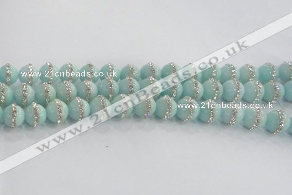 CCN4611 15.5 inches 8mm round candy jade with rhinestone beads