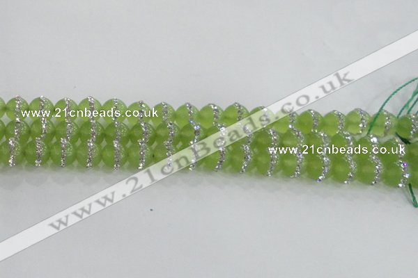 CCN4621 15.5 inches 8mm round candy jade with rhinestone beads