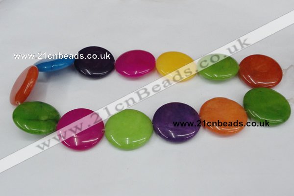 CCN510 15.5 inches 30mm flat round candy jade beads wholesale