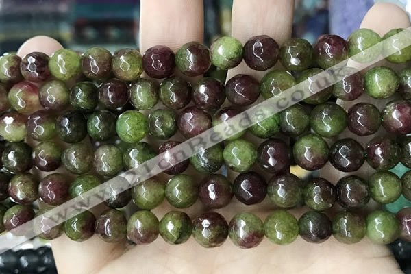 CCN5744 15 inches 8mm faceted round candy jade beads