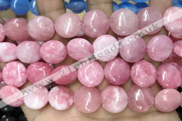 CCN5879 15 inches 15mm flat round candy jade beads Wholesale