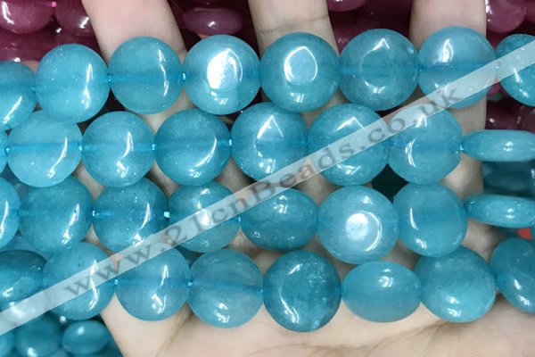 CCN5893 15 inches 15mm flat round candy jade beads Wholesale