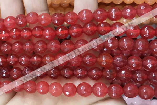 CCN6307 15.5 inches 8mm faceted round candy jade beads Wholesale