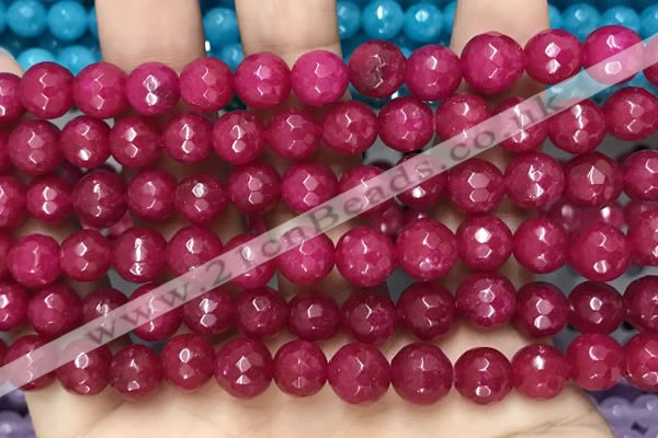 CCN6316 15.5 inches 8mm faceted round candy jade beads Wholesale