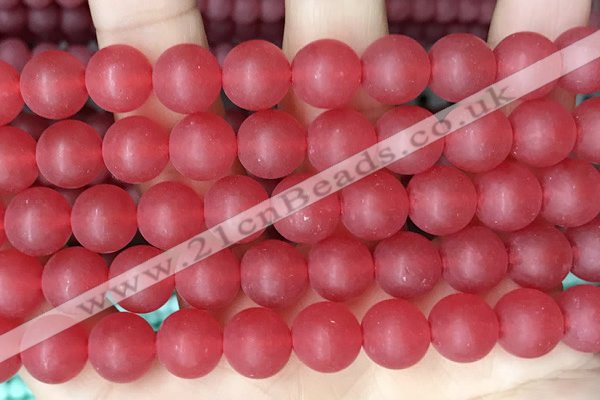 CCN6361 15.5 inches 6mm, 8mm, 10mm & 12mm round matte candy jade beads