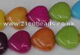 CCN727 15.5 inches 15*15mm heart candy jade beads wholesale