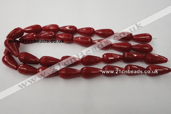 CCN992 15.5 inches 13*25mm faceted teardrop candy jade beads