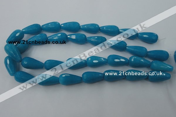 CCN994 15.5 inches 13*25mm faceted teardrop candy jade beads