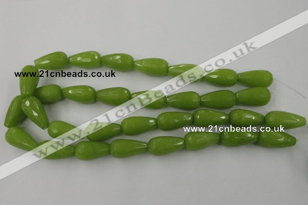 CCN997 15.5 inches 13*25mm faceted teardrop candy jade beads