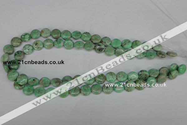 CCO111 15.5 inches 12mm flat round dyed natural chrysotine beads