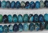 CCO171 15.5 inches 6*10mm rondelle dyed natural chrysotine beads