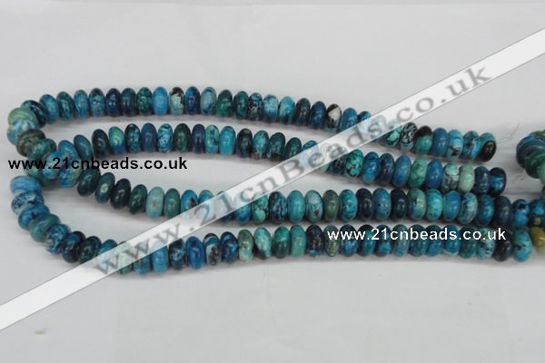 CCO172 15.5 inches 6*12mm rondelle dyed natural chrysotine beads