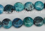 CCO175 15.5 inches 12mm flat round dyed natural chrysotine beads