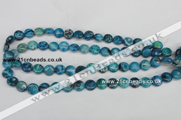 CCO175 15.5 inches 12mm flat round dyed natural chrysotine beads