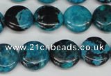 CCO176 15.5 inches 14mm flat round dyed natural chrysotine beads