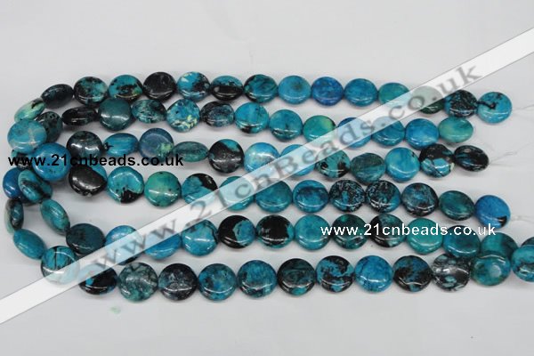 CCO176 15.5 inches 14mm flat round dyed natural chrysotine beads