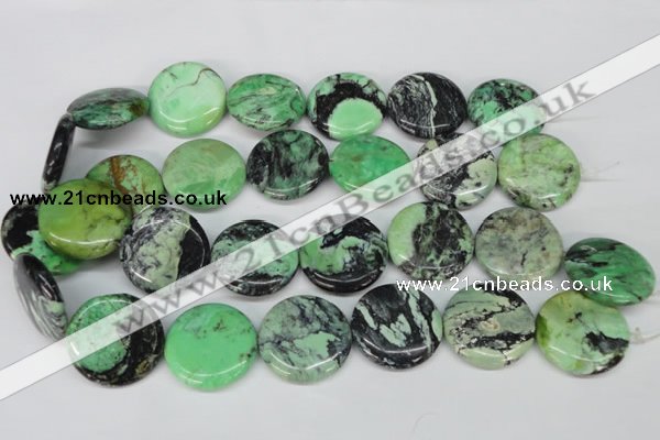 CCO35 15.5 inches 30mm flat round natural chrysotine beads