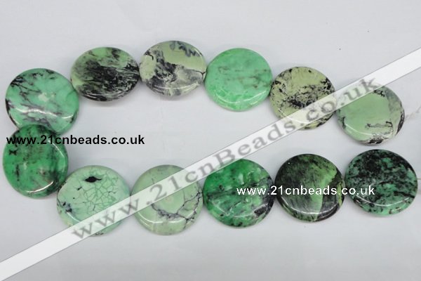 CCO36 15.5 inches 35mm flat round natural chrysotine beads