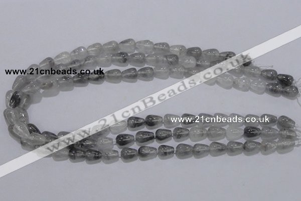 CCQ103 15.5 inches 8*12mm teardrop cloudy quartz beads wholesale