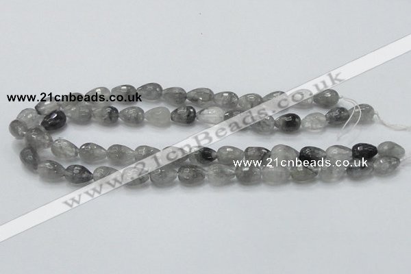 CCQ108 15.5 inches 10*14mm faceted teardrop cloudy quartz beads