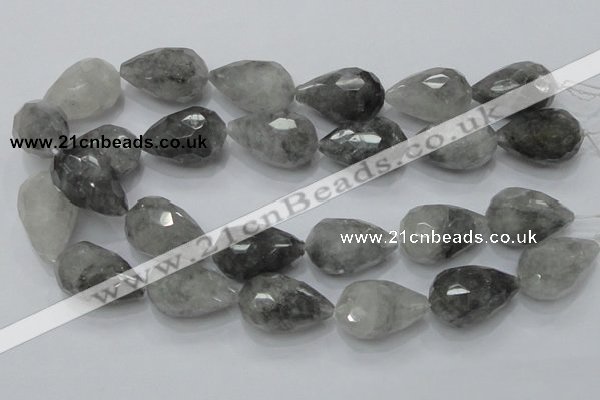 CCQ112 15.5 inches 20*30mm faceted teardrop cloudy quartz beads